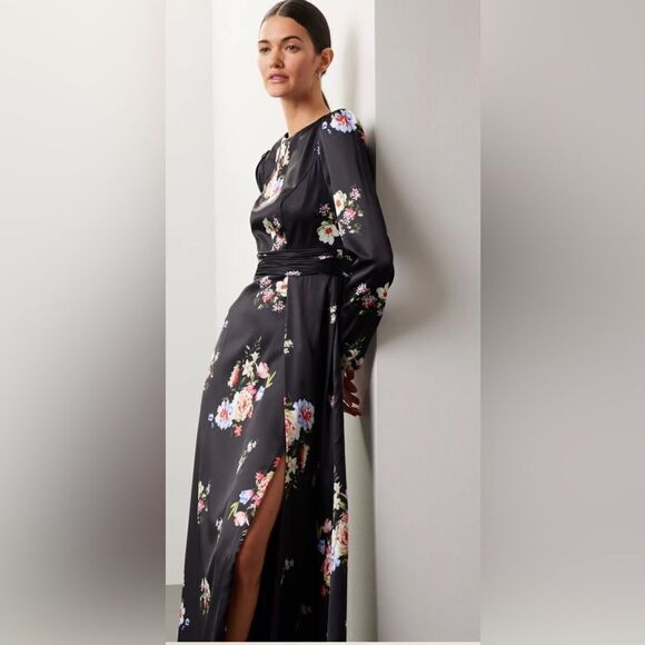 leena for Mac Duggal Faux Wrap Floral Gown Dress Size 2 - Picture 2 of 11